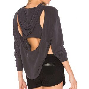 FP Movement Back Into It Hoodie Open Back Black/ Charcoal Gray, Size L